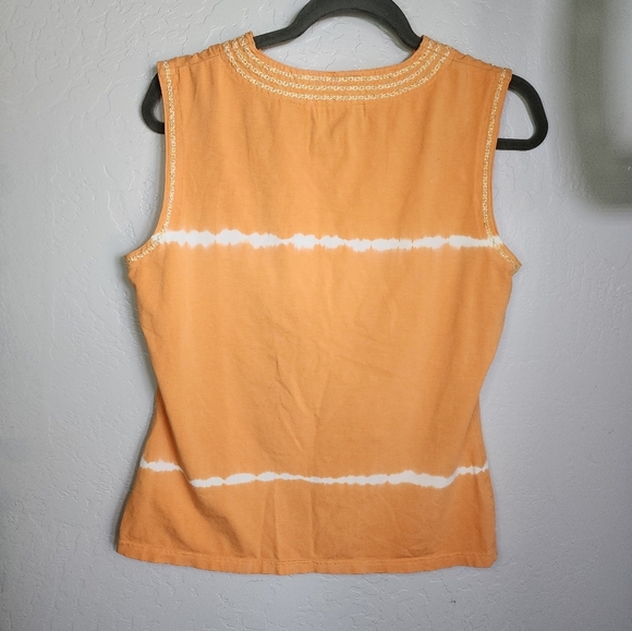 Bob Timberlake Orange Tie Dye Embroidered Stitch Tank Size Medium - Picture 2 of 7
